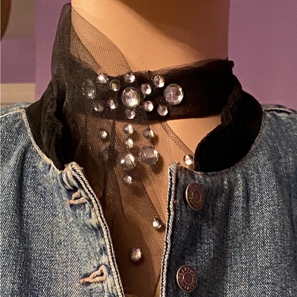 Denim and Velvet Vintage vest- hip and super cool and super sexy! - Picture 5 of 11